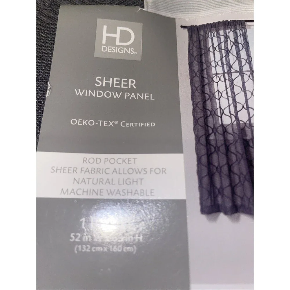Sheer Window Panel Textured 52 X 63“ Dark Gray One Panel